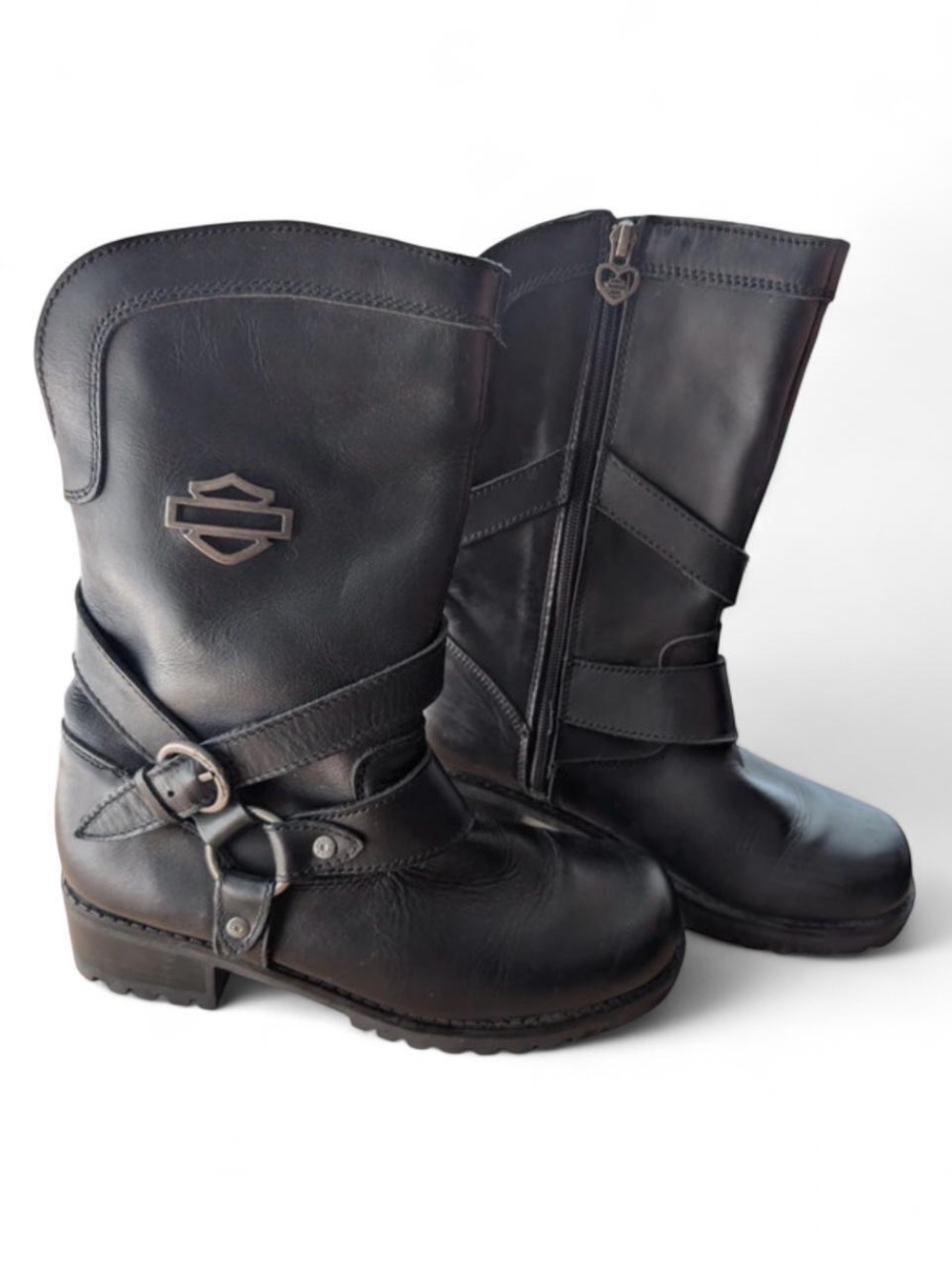Harley-Davidson Women's Black Leather Harness Motorcycle Boots 7
